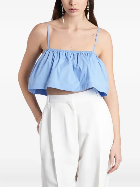 IRO Naomy ruffled cropped cotton top Blue WM16NAOMY