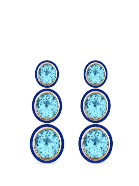 Goshwara 3-Tier oval blue topaz and lapis earrings Gold JE0631BTLPY