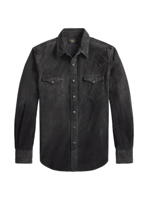 Ralph Lauren RRL corduroy Western-style stitched yoke shirt Black 782P14897