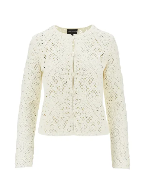 Emporio Armani macramé buttoned cardigan White EW002977AF22471U1058