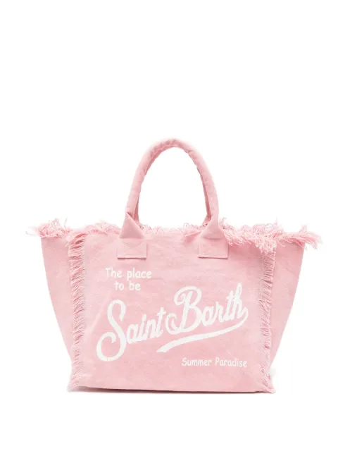 MC2 Saint Barth frayed logo-print tote bag Pink VANI00100135L
