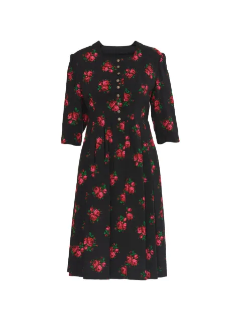 Vintage 2019 floral-print midi dress Black U1300108