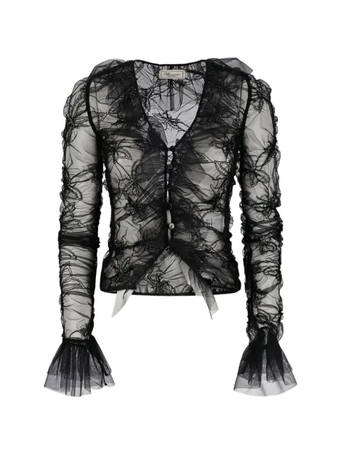 Blumarine ruffled net blouse Black P644C234A