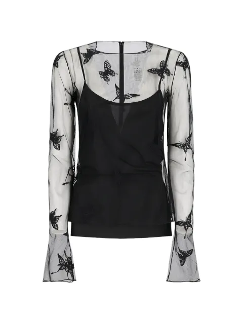 Blumarine butterfly net blouse Black P644C262A