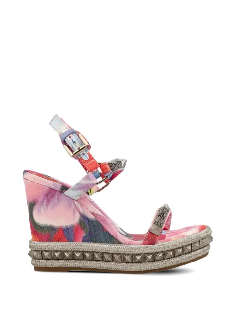 Christian Louboutin Pyra Clou floral-print studded sandals Pink 1260530J646