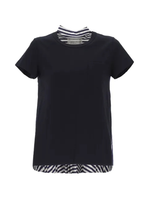 sacai striped pleated T-shirt Blue SCW352