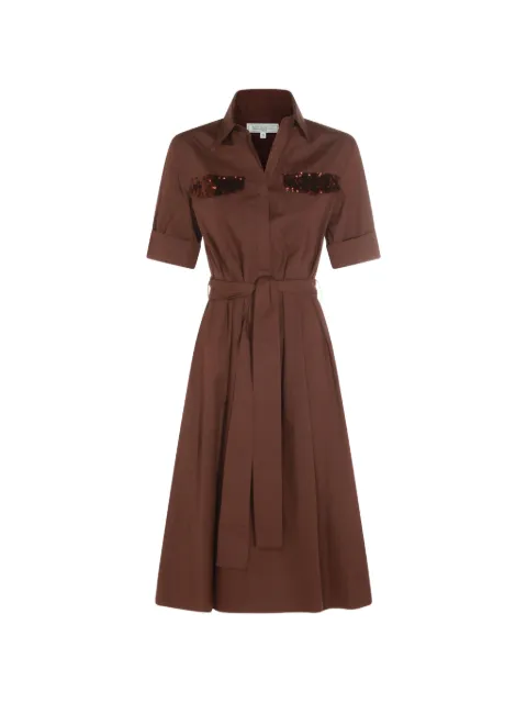 Antonelli sequin-embellished belted midi dress Brown Q66494115242