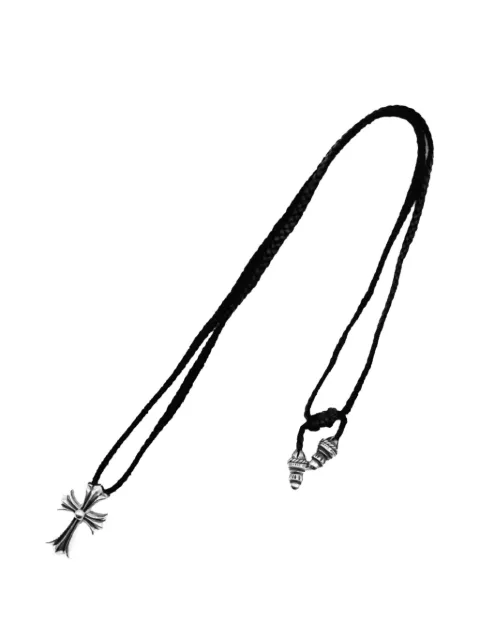 Chrome Hearts cross-motif leather-braid necklace Silver CHRM0909