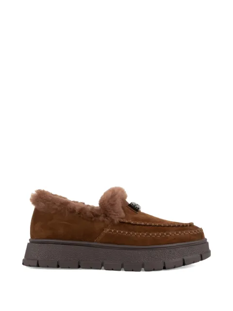 LINDA BAUMANN fur-trim suede loafers Brown 658525233BRW