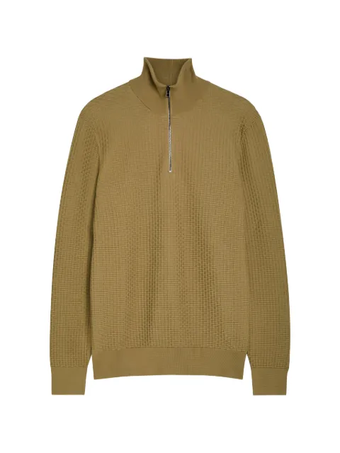BOSS quarter-zip cotton sweater Neutrals 50555118