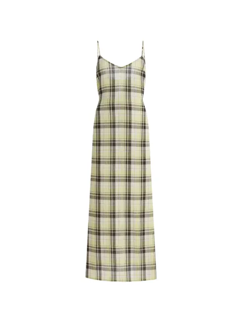 Proenza Schouler White Label Evelyn plaid V-neck maxi dress Green WL2623691SY015
