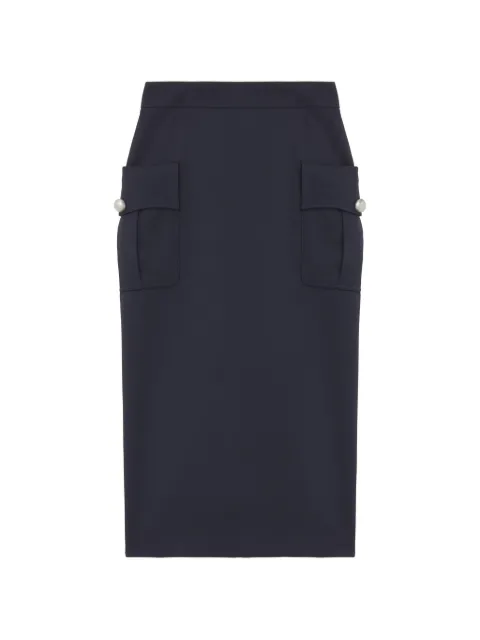Alexander McQueen patch-pocket midi skirt Blue 872015QJAAC