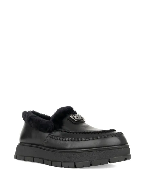 LINDA BAUMANN emblem faux-fur loafers Black 658525233BLK