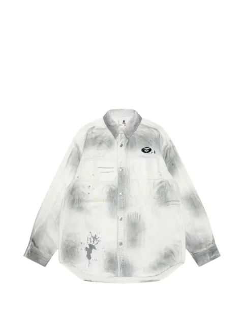 AAPE BY *A BATHING APE® moonface splatter embroidered shirt White AAPSTM8480XAM