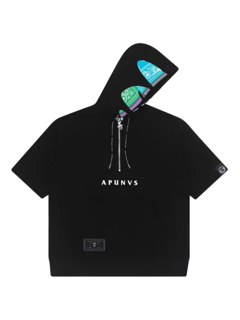 AAPE BY *A BATHING APE® half-zip short-sleeved hoodie Black AAPSWM3779XXG