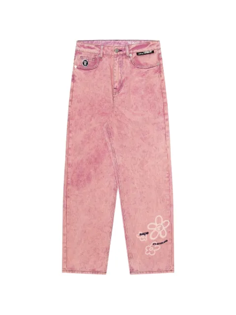 AAPE BY *A BATHING APE® Moonface-patch jeans Pink AAPJNW6976XAK