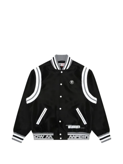 AAPE BY *A BATHING APE® Moonface contrasting-stripes bomber jacket Black AAPLJM7534XXJ