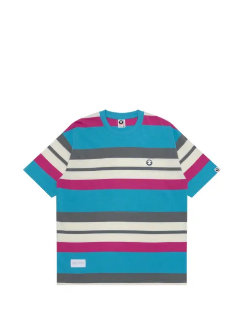 AAPE BY *A BATHING APE® striped logo-patch T-shirt Blue AAPTEM1420XXM