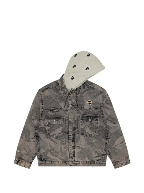 AAPE BY *A BATHING APE® panelled hooded denim jacket Purple AAPLJM7588XXL
