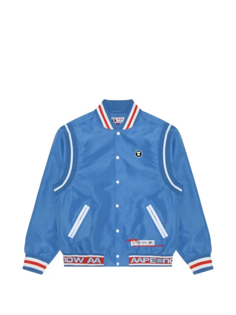 AAPE BY *A BATHING APE® Moonface patch jersey baseball jacket Blue AAPLJM7534XXJ