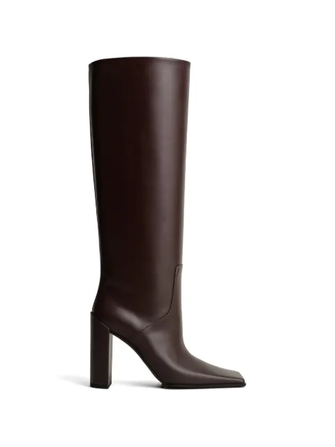 Alaïa 9mm square-toe knee-high calfskin boots Brown AA3O2005I052