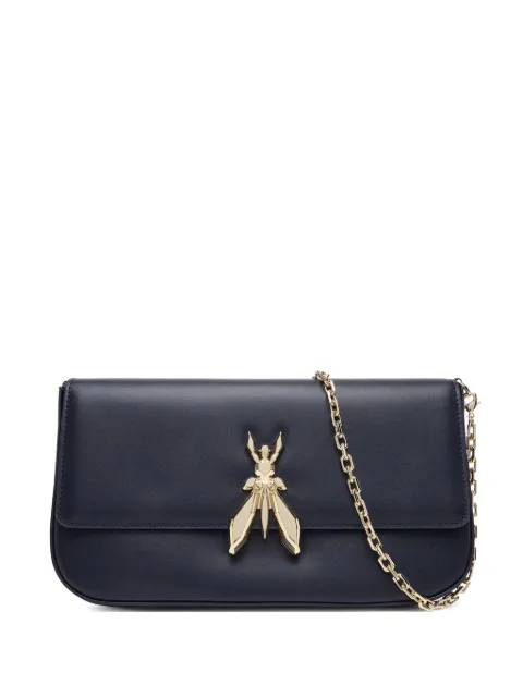 Patrizia Pepe Fly leather clutch bag Blue 8B0229L061