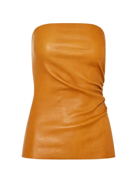 Stouls gathered leather top Orange LAYALEATHERCARAMEL