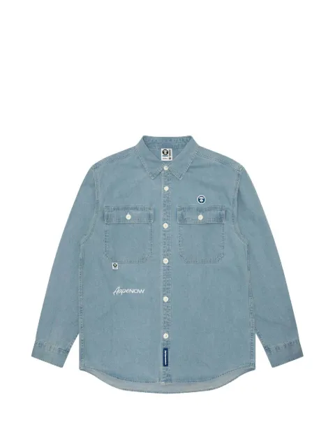 AAPE BY *A BATHING APE® Moonface patched-pocket shirt Blue AAPSTM8472XXM