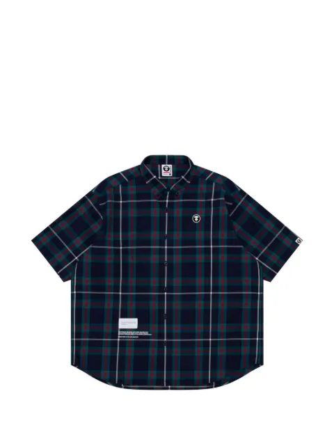 AAPE BY *A BATHING APE® Moonface-patch check shirt Blue AAPSRM8476XXM