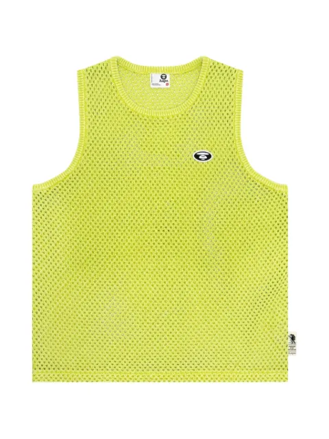 AAPE BY *A BATHING APE® Moonface-patch open-knit tank top Green AAPKNMB305XXM
