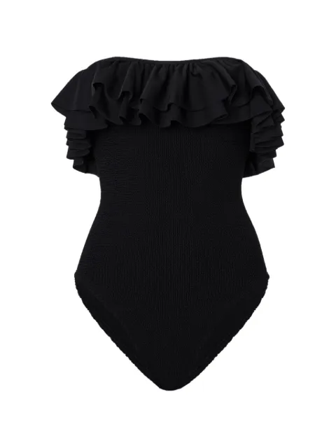 Hunza G Eloise ruffled swimsuit Black ELOISESWIM