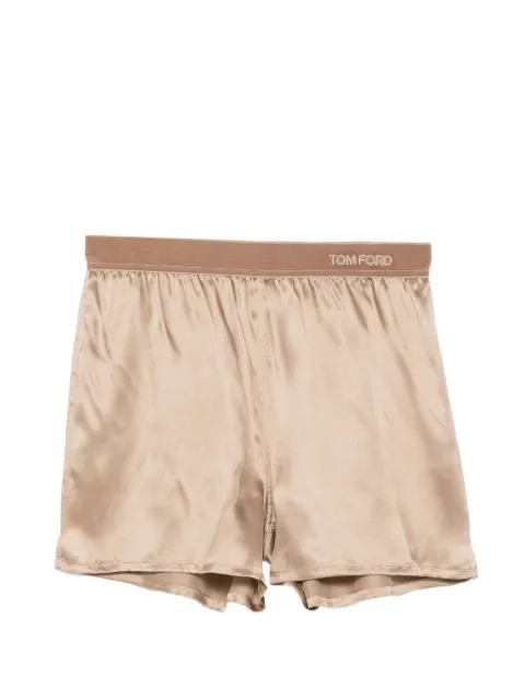 TOM FORD logo-waistband silk-satin pyjamas shorts Neutrals SH0080FAX1720