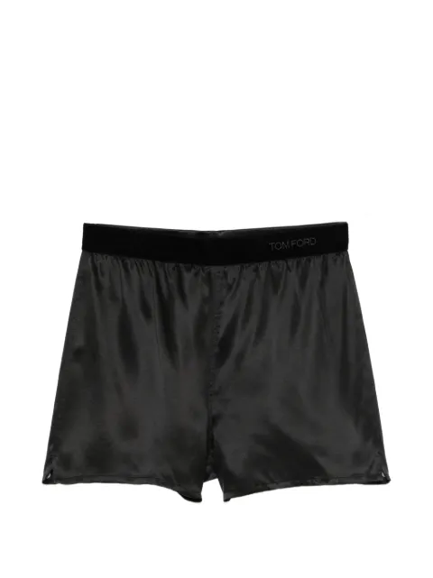 TOM FORD logo-waistband silk shorts Black SH0080FAX1720