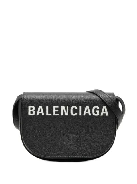 Balenciaga Pre-Owned 2010-2026 Grained Calfskin Logo Ville Day XS crossbody bag Black R2A0SFO549LYWJO7