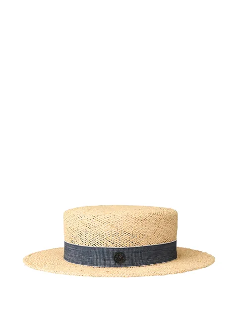 Maison Michel Kiki emblem ribbon hat Neutrals 1041170001