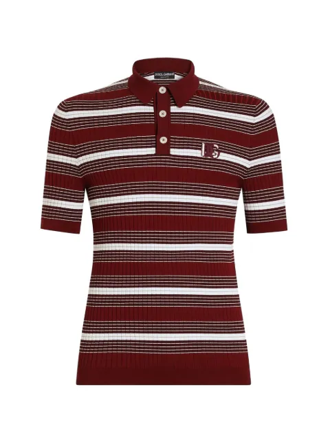 Dolce & Gabbana striped knit polo shirt Red GXZ02ZJBCK4