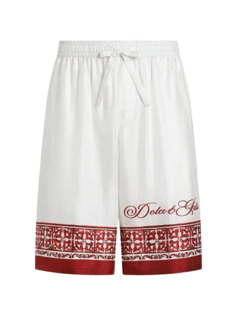 Dolce & Gabbana Majolica-print jacquard twill vanity bermuda White GV37ATHI135