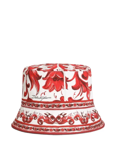 Dolce & Gabbana Majolica-print drill hat Red GH701AFP6UQ