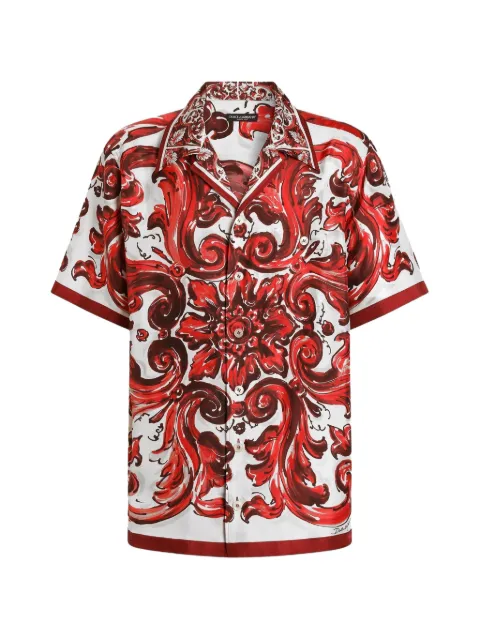 Dolce & Gabbana Majolica-print silk twill Hawaii shirt White G5JH9THI133