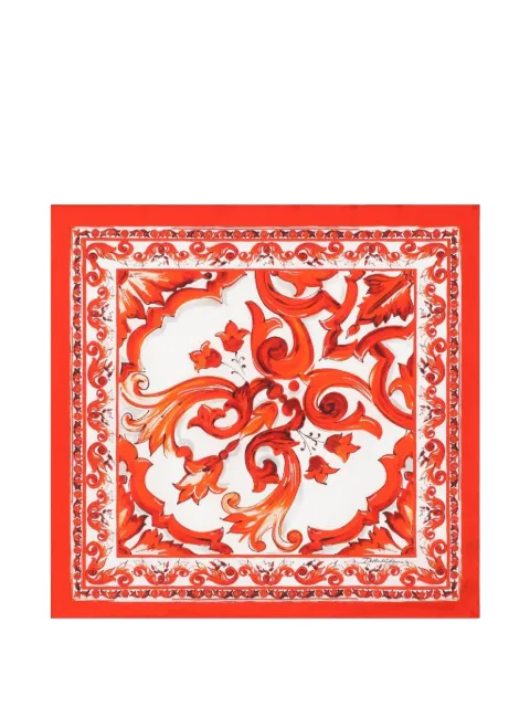 Dolce & Gabbana 50x50 Majolica-print silk twill scarf Red FN093RGDAOY