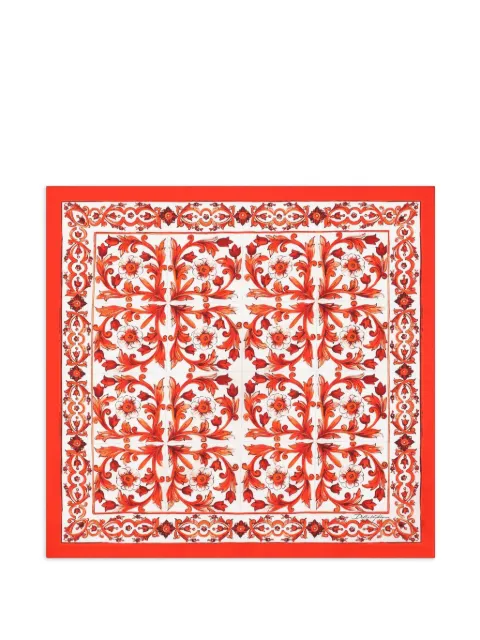 Dolce & Gabbana 70x70 Majolica-print silk twill scarf Red FN092RGDDU8