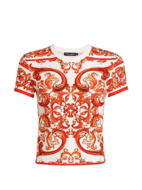 Dolce & Gabbana Majolica-print jersey t-shirt White F8V81TGDDT7
