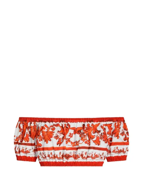 Dolce & Gabbana Majolica-print poplin top White F755RTGDDRL