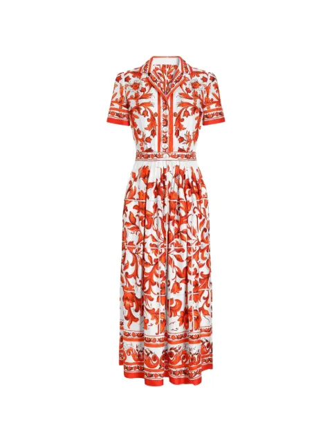 Dolce & Gabbana majolica-print twill dress Red F6TVLTGDDRE