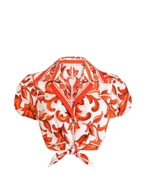 Dolce & Gabbana majolica-print poplin Camicia White F5T66TGDDRD