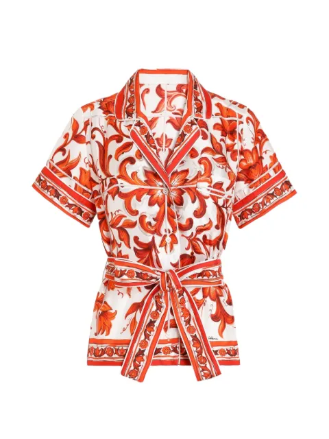 Dolce & Gabbana Majolica-prints short-sleeved top White F5G67TGDDRE