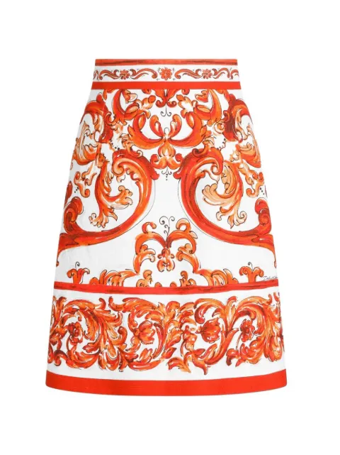 Dolce & Gabbana miniskirt in Majolica-print mat White F4C7ETGDDRC