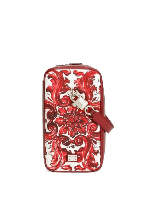 Dolce & Gabbana Majolica-print lock canvas handbag Red BM2449A0642