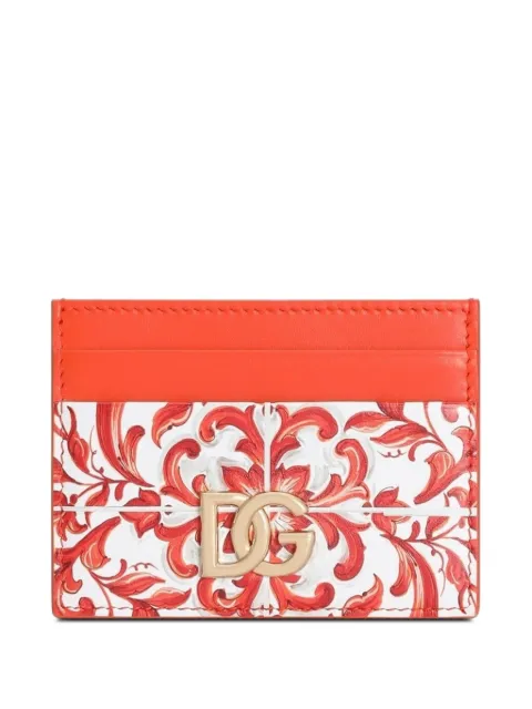 Dolce & Gabbana 3.5 card holder in majolica-print calfskin Orange BI0330AO026