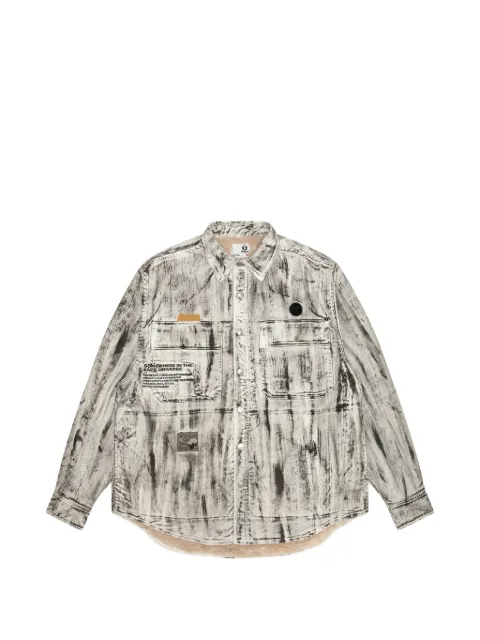 AAPE BY *A BATHING APE® moonface-patch shirt jacket White AAPJKM7636XAL